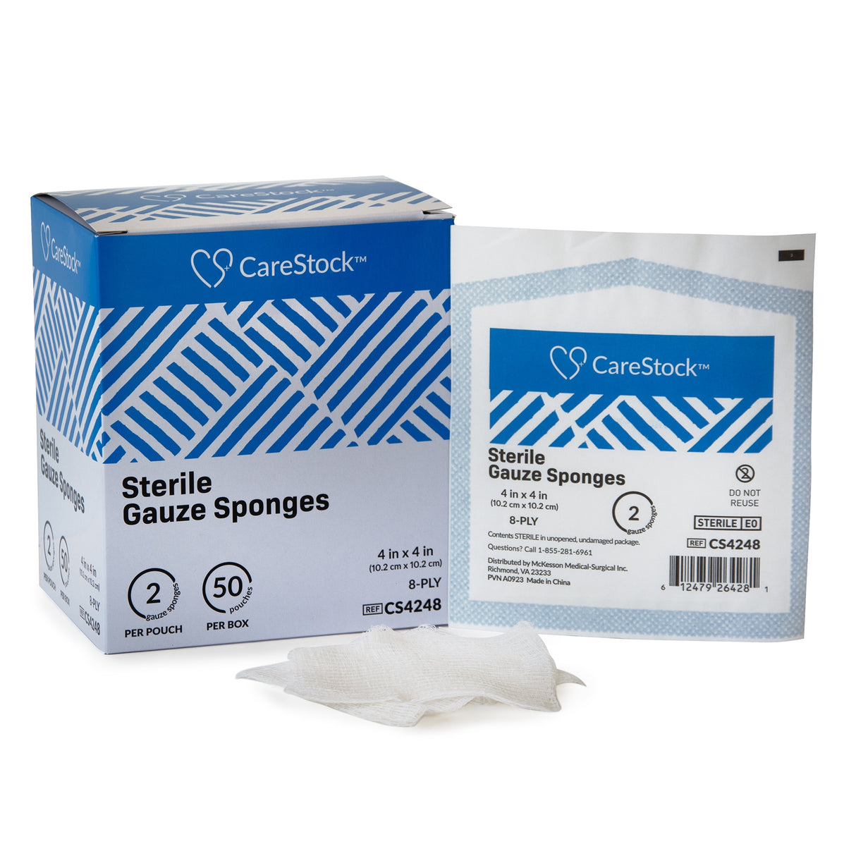 Gauze Sponge CareStock™ 4 X 4 Inch 8-Ply Sterile 2 per Pack - BeHope