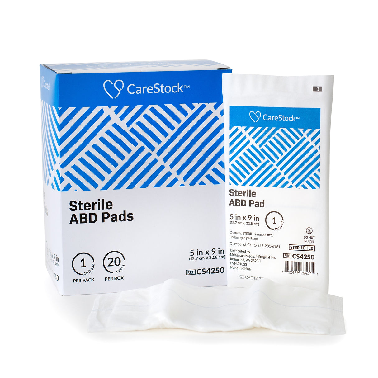 Abdominal Pad CareStock™ 5 X 9 Inch Sterile 1 per Pack - BeHope