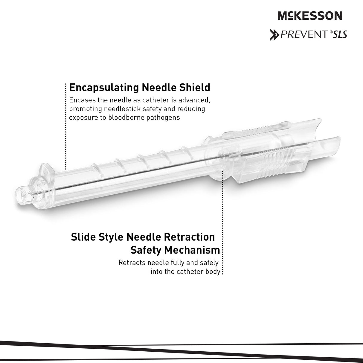 Peripheral IV Catheter Prevent® SLS 24 Gauge 3/4 Inch Polyurethane Straight Hub Blood Control Sliding Safety - BeHope