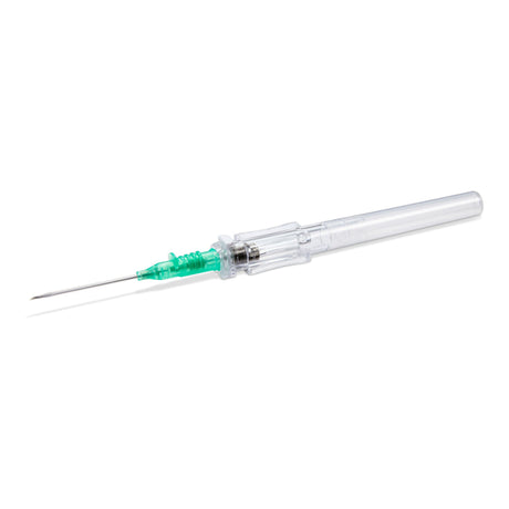 Peripheral IV Catheter McKesson Prevent® R 18 Gauge 1.16 Inch Polyurethane Straight Hub Blood Control Push Button Safety - BeHope