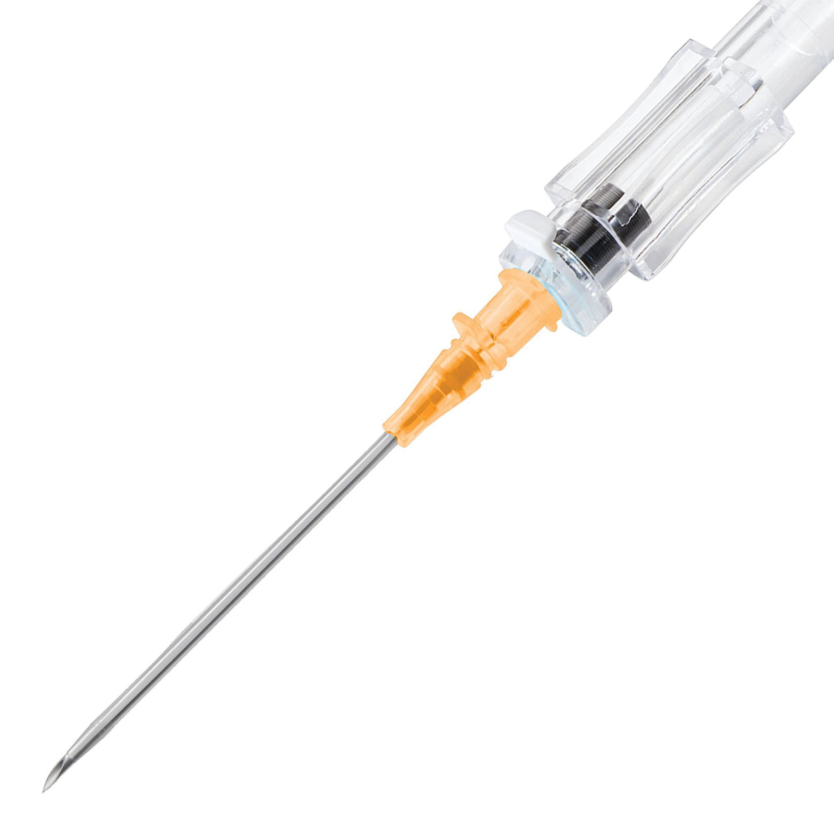 Peripheral IV Catheter McKesson 14 Gauge 1-3/4 Inch Polyurethane Straight Hub Non Blood Control Push Button Safety - BeHope