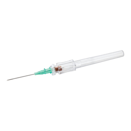 Peripheral IV Catheter McKesson 18 Gauge 1.16 Inch Polyurethane Straight Hub Non Blood Control Push Button Safety - BeHope