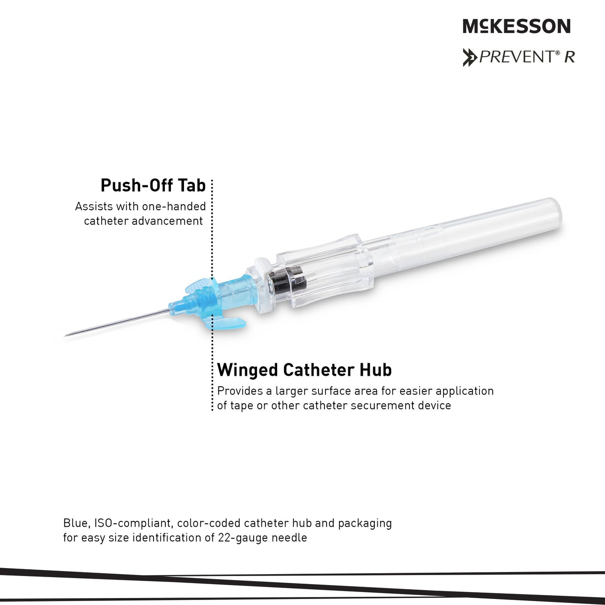 Peripheral Iv Catheter Mckesson Polyurethane Push Button Safety - BeHope