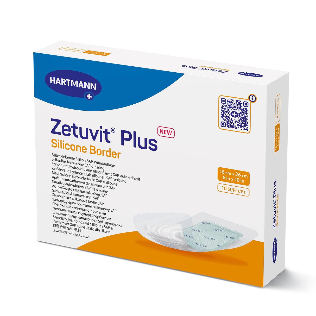 Super Absorbent Dressing ZetuvitÂ® Plus Silicone Border Silicone Adhesive 6 X 10 Inch Rectangle - BeHope