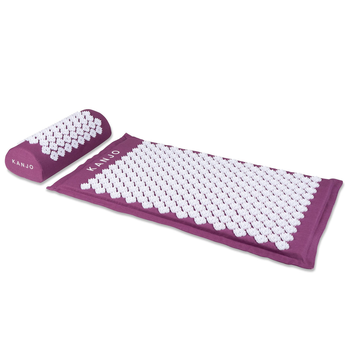 Kanjo Acupressure Mat Set Amethyst Cotton Linen Blend / Plastic Mat: 17 X 28 Inch / Pillow: 6 X 14 Inch - BeHope