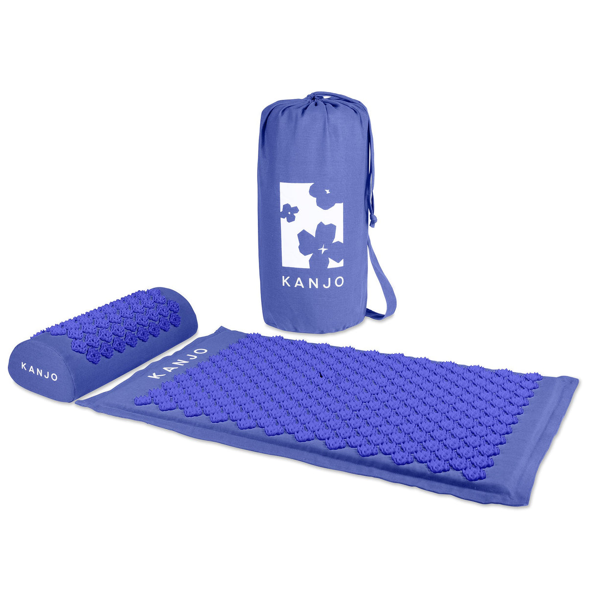 Kanjo Acupressure Mat Set Periwinkle Cotton Linen Blend / Foam / Plastic Mat: 17 X 28 Inch / Pillow: 6 X 14 Inch - BeHope
