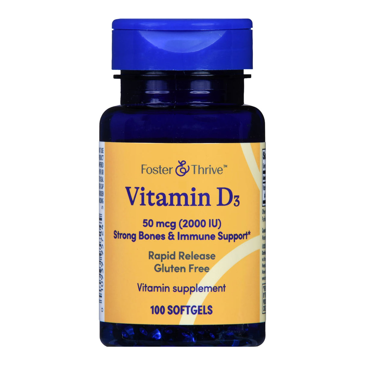 Vitamin Supplement Foster & Thrive™ Vitamin D3 2,000 IU Strength Softgel 100 per Bottle - BeHope
