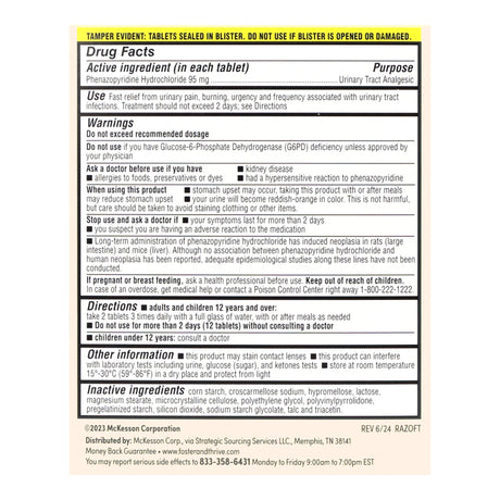Urinary Pain Relief Foster & Thrive™ 95 mg Strength Phenazopyridine HCL Tablet 30 per Box - BeHope
