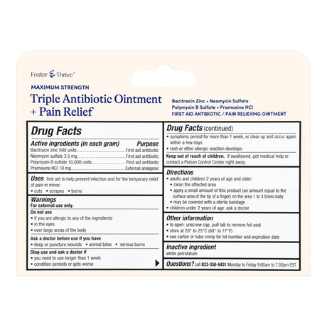 First Aid Antibiotic with Pain Relief Bacitracin / Neomycin / Polymyxin B / Pramoxine HCl Foster & Thrive™ Ointment 1 oz. Tube - BeHope