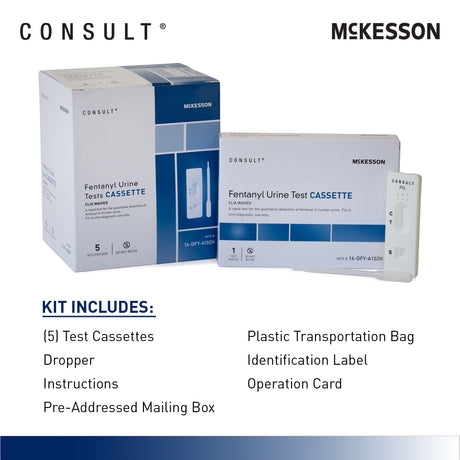 Drugs of Abuse Test Kit McKesson Consult™ Fentanyl (OTC Approved) 5 Tests CLIA Waived - BeHope