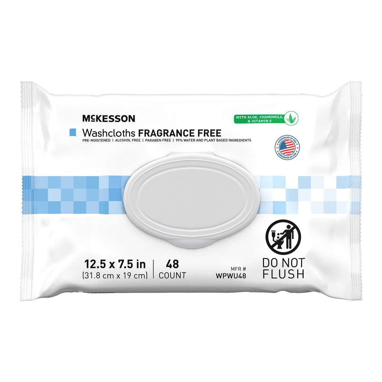 Personal Cleansing Wipe McKesson Soft Pack Unscented 48 Count - BeHope