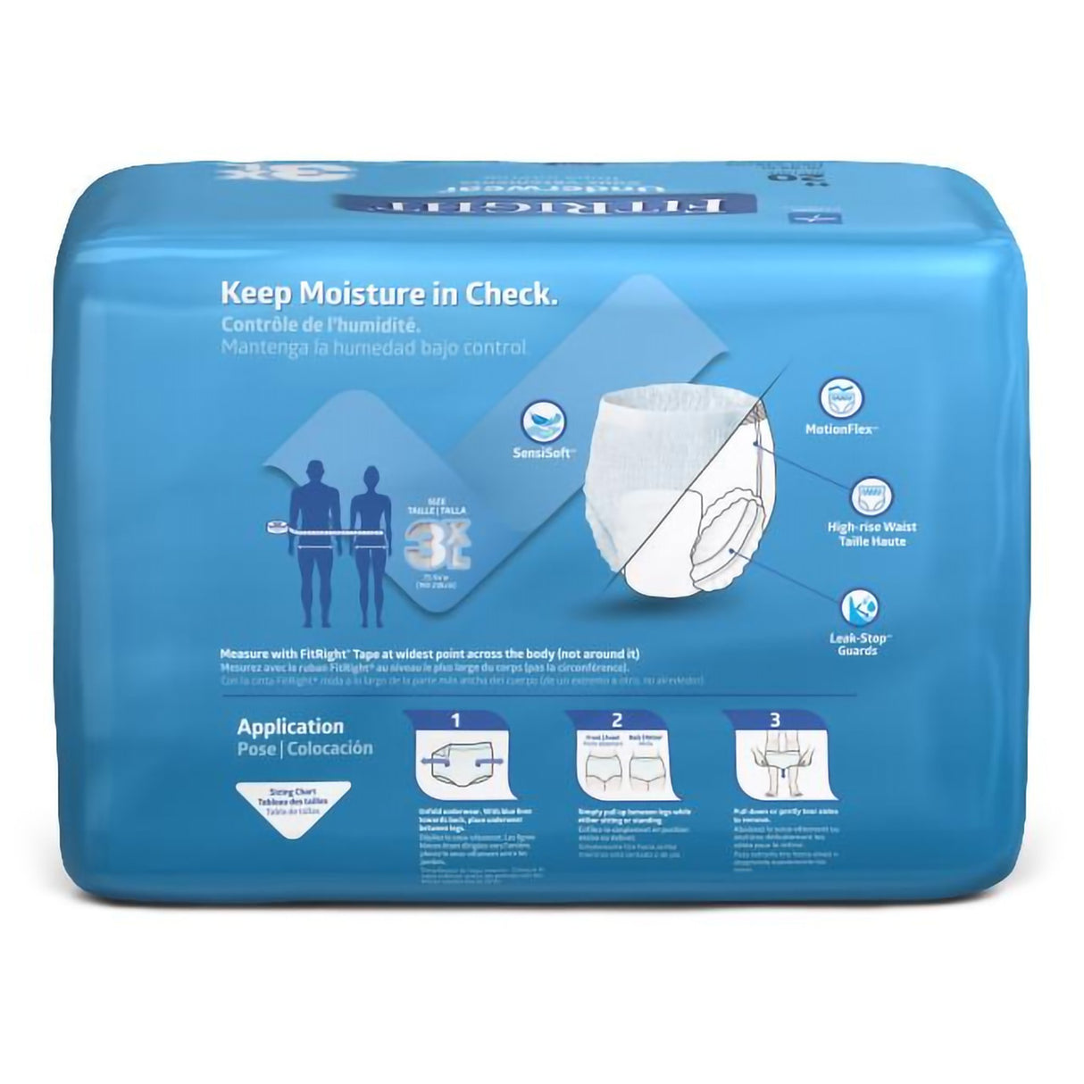 Absorbent Underwear FitRight® Bariatric Pull On with Tear Away Seams Adult 3X-Large Unisex Disposable Heavy Absorbency - BeHope