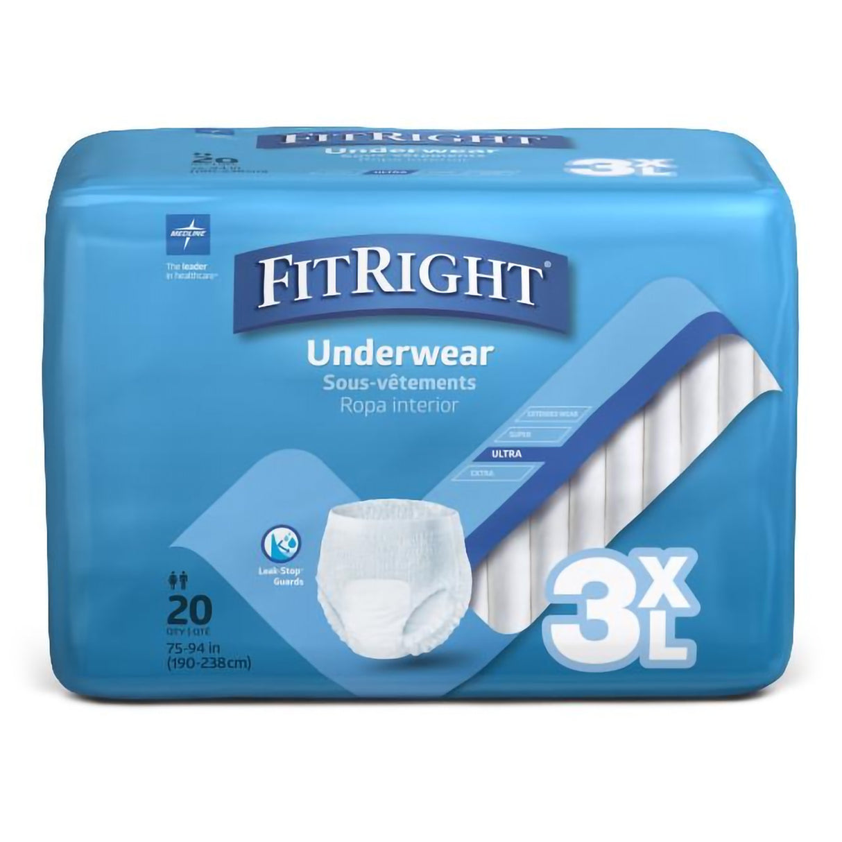 Absorbent Underwear FitRight® Bariatric Pull On with Tear Away Seams Adult 3X-Large Unisex Disposable Heavy Absorbency - BeHope