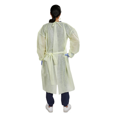 Protective Procedure Gown McKesson One Size Fits Most Yellow NonSterile AAMI Level 2 Disposable - BeHope