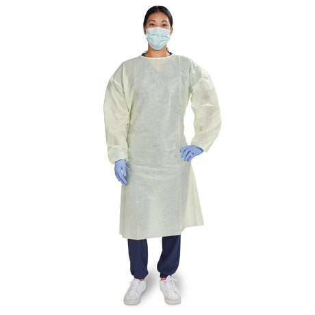 Protective Procedure Gown McKesson One Size Fits Most Yellow NonSterile AAMI Level 2 Disposable - BeHope