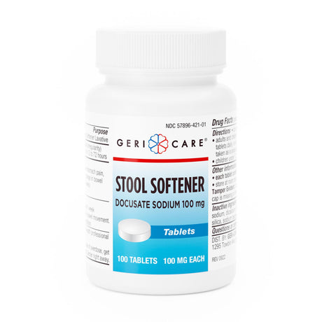 Stool Softener Geri-Care® Tablet 100 per Bottle 100 mg Strength Docusate Sodium - BeHope
