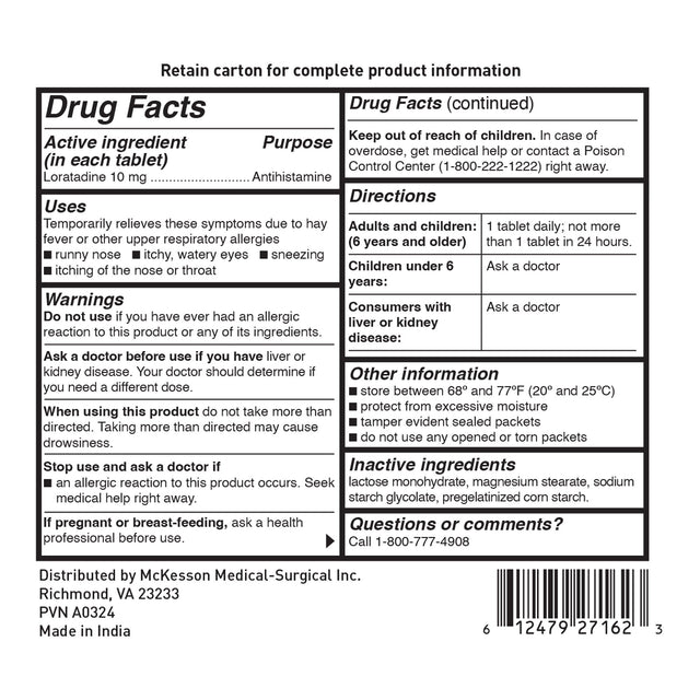 Mckesson Loratadine Allergy Relief Tablets for Upper Respiratory Allergies - BeHope