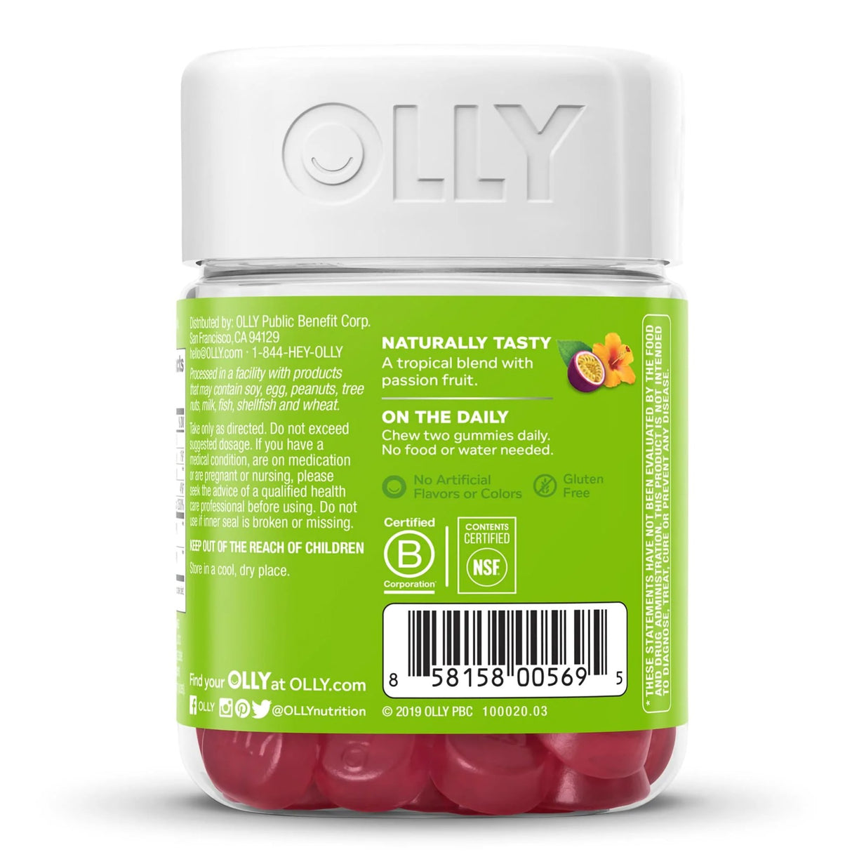 Dietary Supplement OLLY® Daily Energy Vitamin B12 / CoQ10 / Goji Berry 300 mcg - 30 mg - 100 mg Strength Gummy 60 per Bottle Tropical Passion Flavor - BeHope