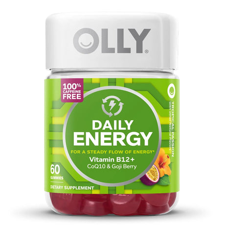 Dietary Supplement OLLY® Daily Energy Vitamin B12 / CoQ10 / Goji Berry 300 mcg - 30 mg - 100 mg Strength Gummy 60 per Bottle Tropical Passion Flavor - BeHope