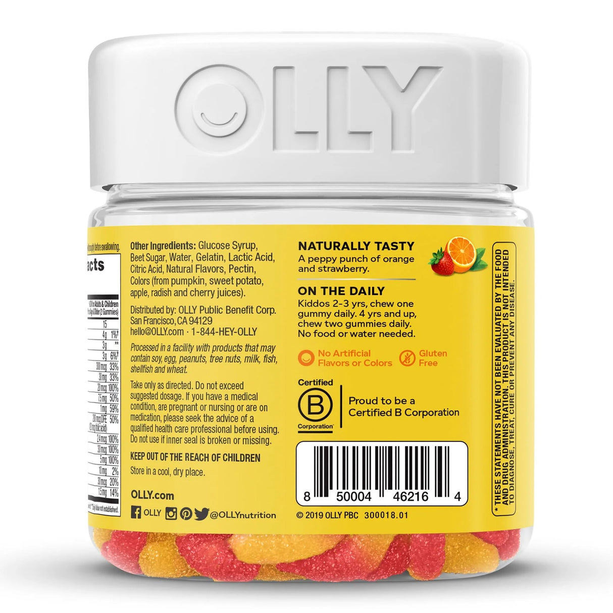 Dietary Supplement OLLY® Kids Multi Gummy Worms Vitamin A / B6 / B12 / C / D / E / Zinc 150 mcg - 0.5 mg - 1.2 mcg - 15 mg - 10 mcg - 3.75 mg - 0.75 mg Strength Gummy 70 per Bottle Sour Fruity Punch Flavor - BeHope