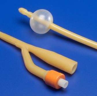 Foley Catheter Ultramer™ 3-Way Standard Tip 30 cc Balloon 18 Fr. Hydrogel Coated Latex - BeHope