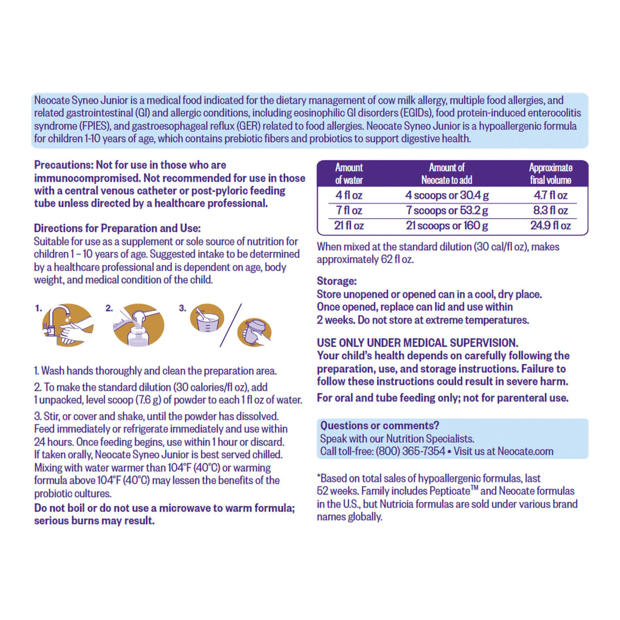 Pediatric Oral Supplement Neocate® Syneo® Junior Amino Acid Formula Food Allergies - BeHope