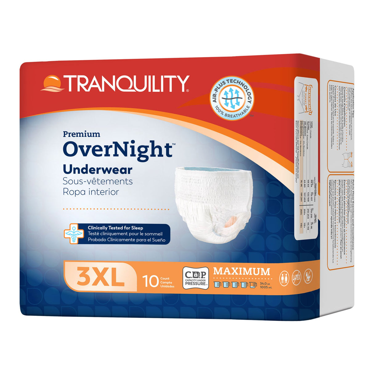 Absorbent Underwear Tranquility® Premium OverNight™ Pull On with Tear Away Seams Adult 3X-Large Unisex Disposable Heavy Absorbency - BeHope