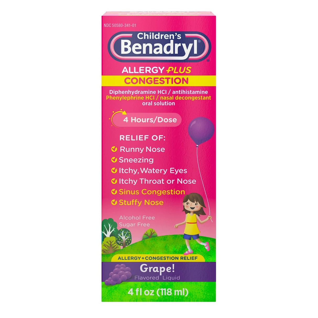 Children's Allergy Relief Children’s BENADRYL® Allergy Plus Congestion 12.5 mg - 5 mg Strength Liquid 4 oz. - BeHope