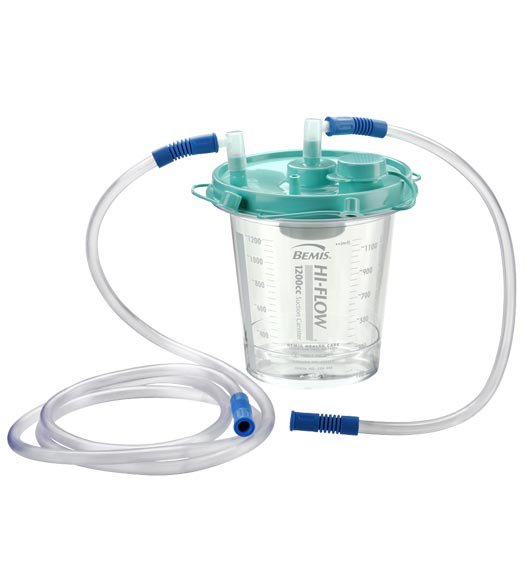 Rigid Suction Canister Kit Hi-Flow™ 1200 mL Pour Lid - BeHope