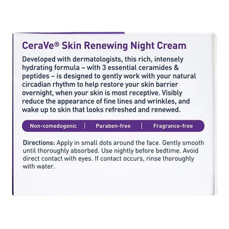 Facial Moisturizer CeraVe® Skin Renewing Night Cream 1.7 oz. Jar Unscented Cream - BeHope