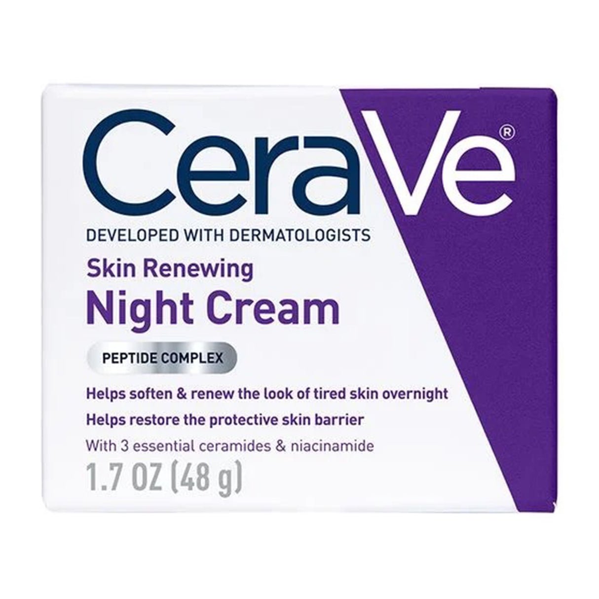 Facial Moisturizer CeraVe® Skin Renewing Night Cream 1.7 oz. Jar Unscented Cream - BeHope