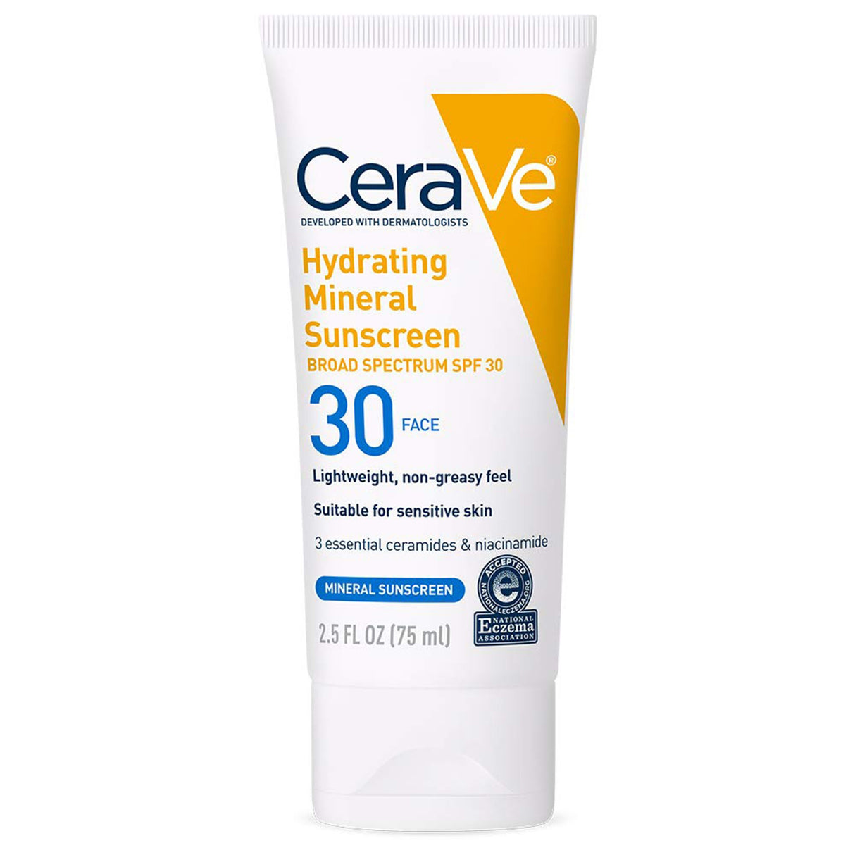 Sunscreen CeraVe® Hydrating Mineral Sunscreen Face SPF 30 Lotion 2.5 oz. Tube - BeHope