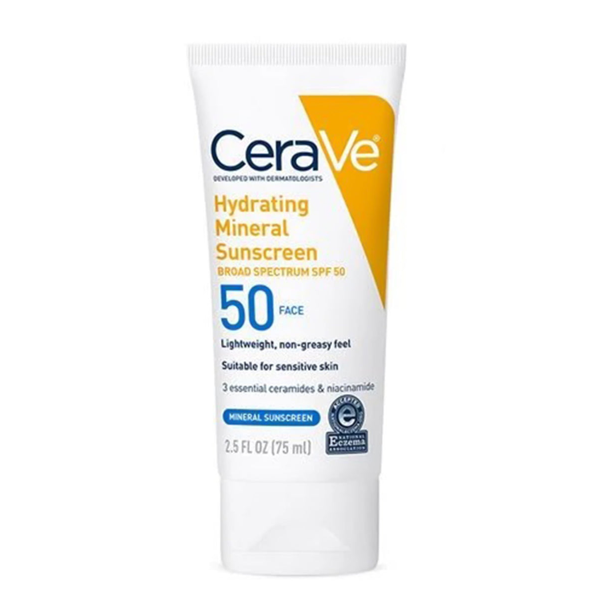 Sunscreen CeraVe® Hydrating Mineral Sunscreen Face SPF 50 Lotion 2.5 oz. Tube - BeHope