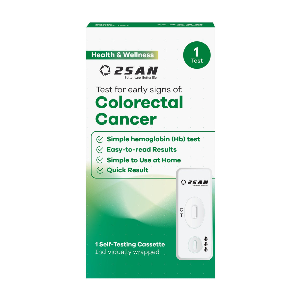 Cancer Screening Test Kit 2San Fecal Occult Blood Test (iFOB or FIT) 1 Test per Kit (24 Kits per Case) CLIA Waived - BeHope