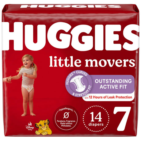 Unisex Baby Diaper Huggies® Little Movers Size 7 Disposable Moderate Absorbency - BeHope