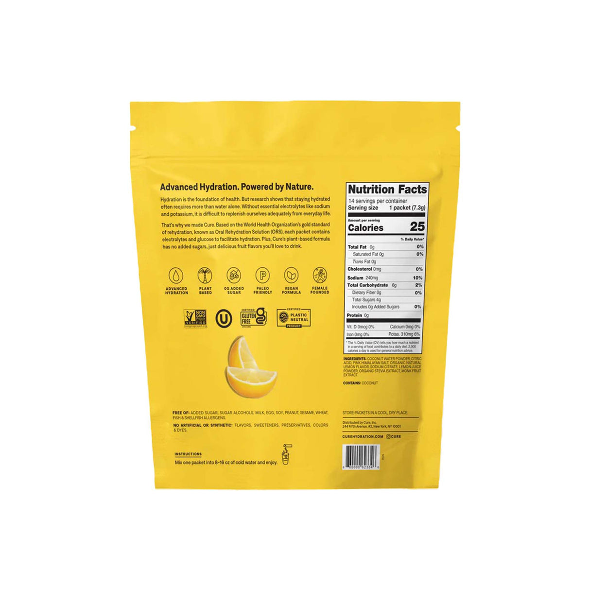 Oral Electrolyte Solution Cure® Lemonade Flavor 7.3 Gram - BeHope