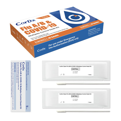 Control Tyfast Flu A+B / COVID-19 Positive Level / Negative Level 20 Swabs - BeHope