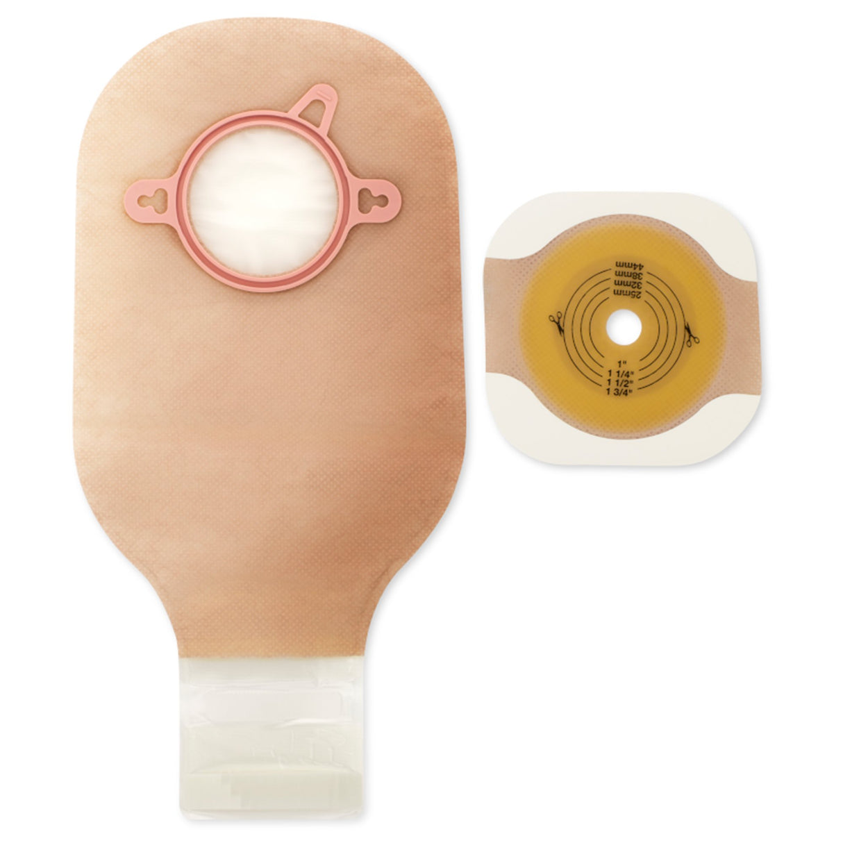 Ostomy Pouch New Image™ Two-Piece System Flat, Trim to Fit Up to 1-3/4 Inch Stoma Drainable - BeHope