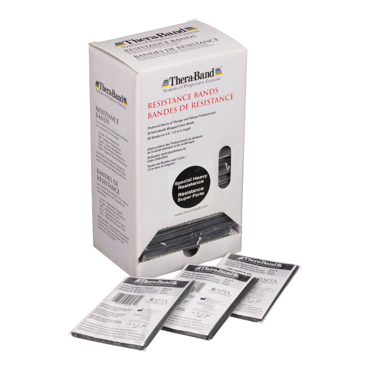 Exercise Resistance Band with Dispenser Box TheraBand® Black 5 Foot Length Special Heavy Resistance - BeHope