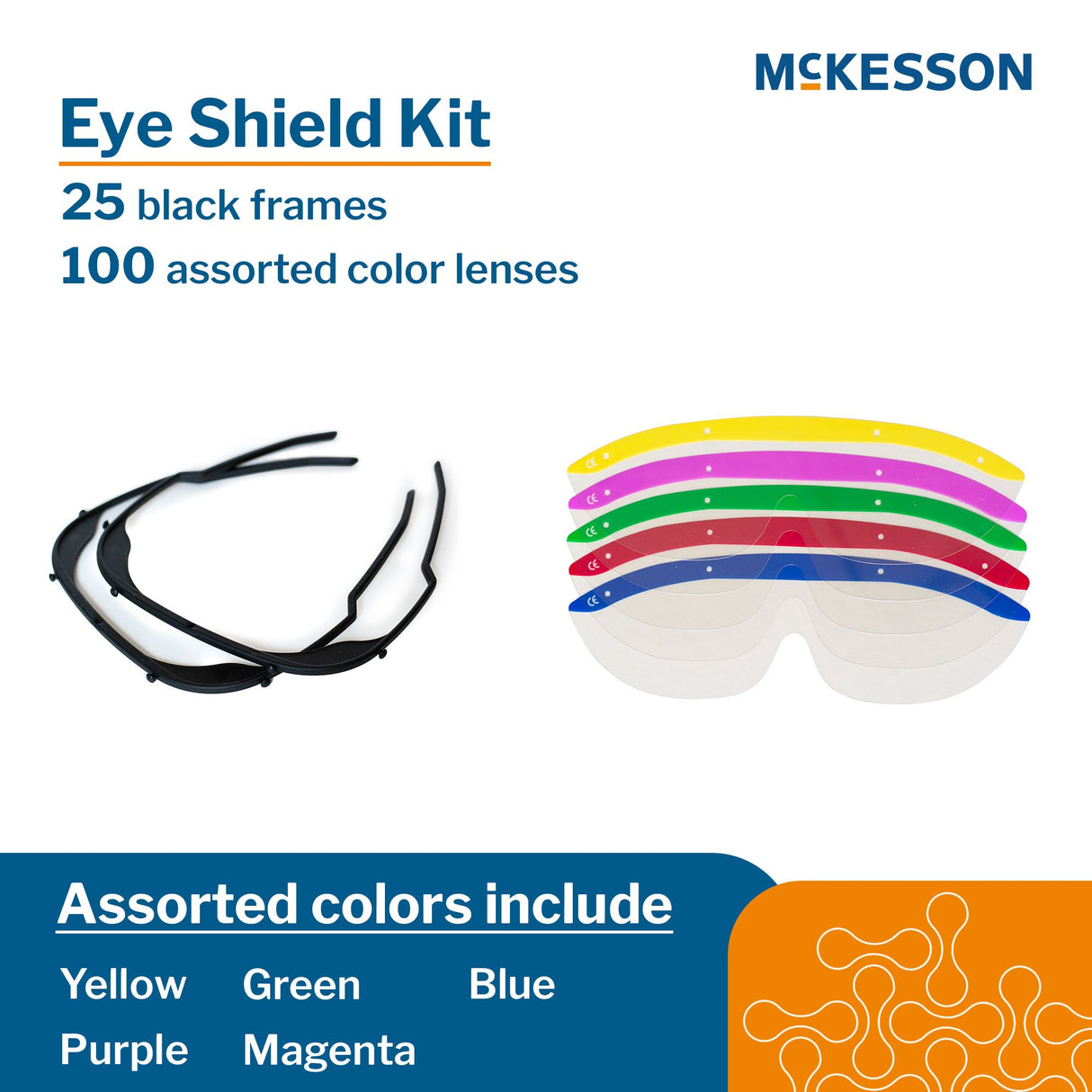 Eye Shield Kit McKesson Wraparound Anti-fog / Anti-glare / Anti-static Coating Clear Tint Plastic Film Lens Black Frame Over Ear One Size Fits Most - BeHope