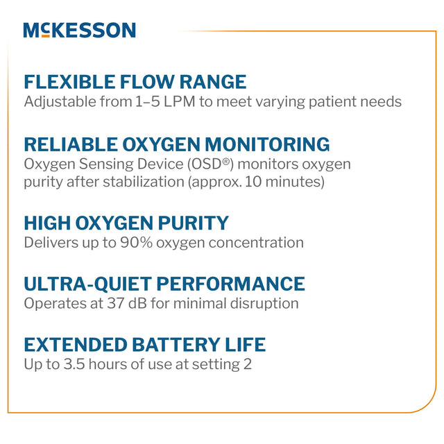 Portable Oxygen Concentrator Mckesson with OSD Technology and User-Friendly Controls - BeHope