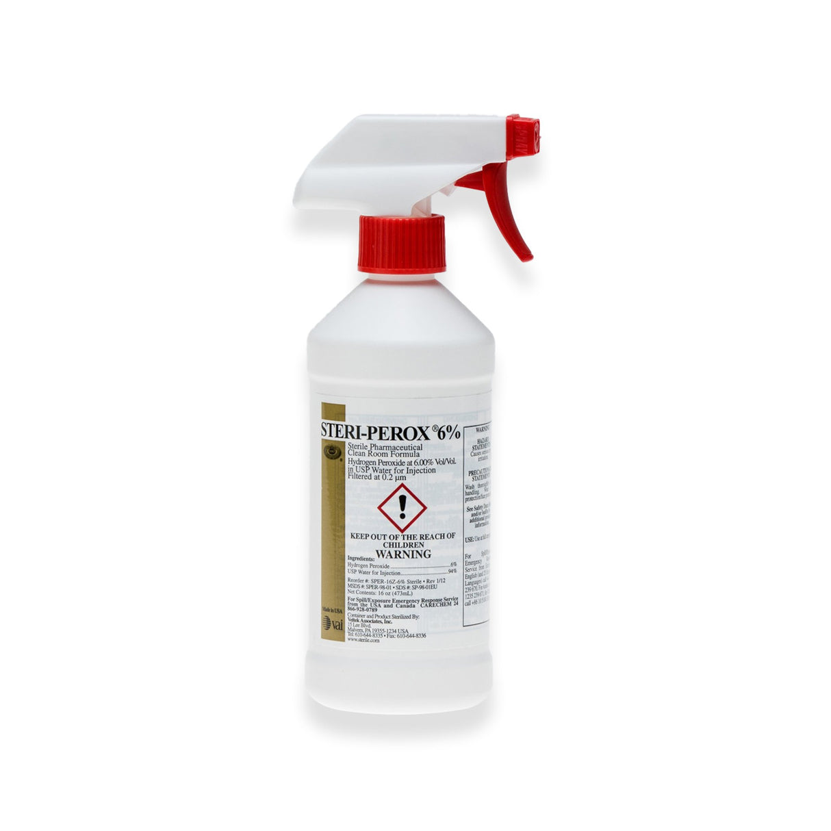 Surface Disinfectant Cleaner STERI-PEROX 6% Peroxide Based Trigger Spray Liquid 16 oz. Bottle Sterile - BeHope