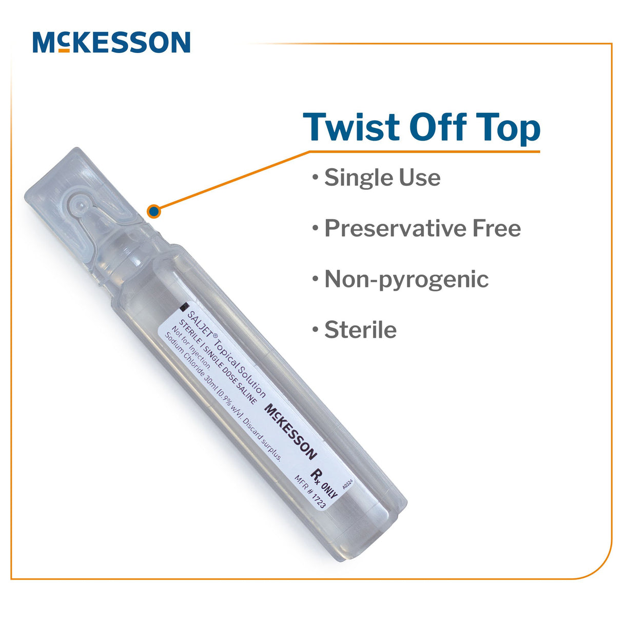 Irrigation Solution McKesson Saljet® 0.9% Sodium Chloride, Preservative Free Not for Injection Unit Dose Vial 30 mL - BeHope