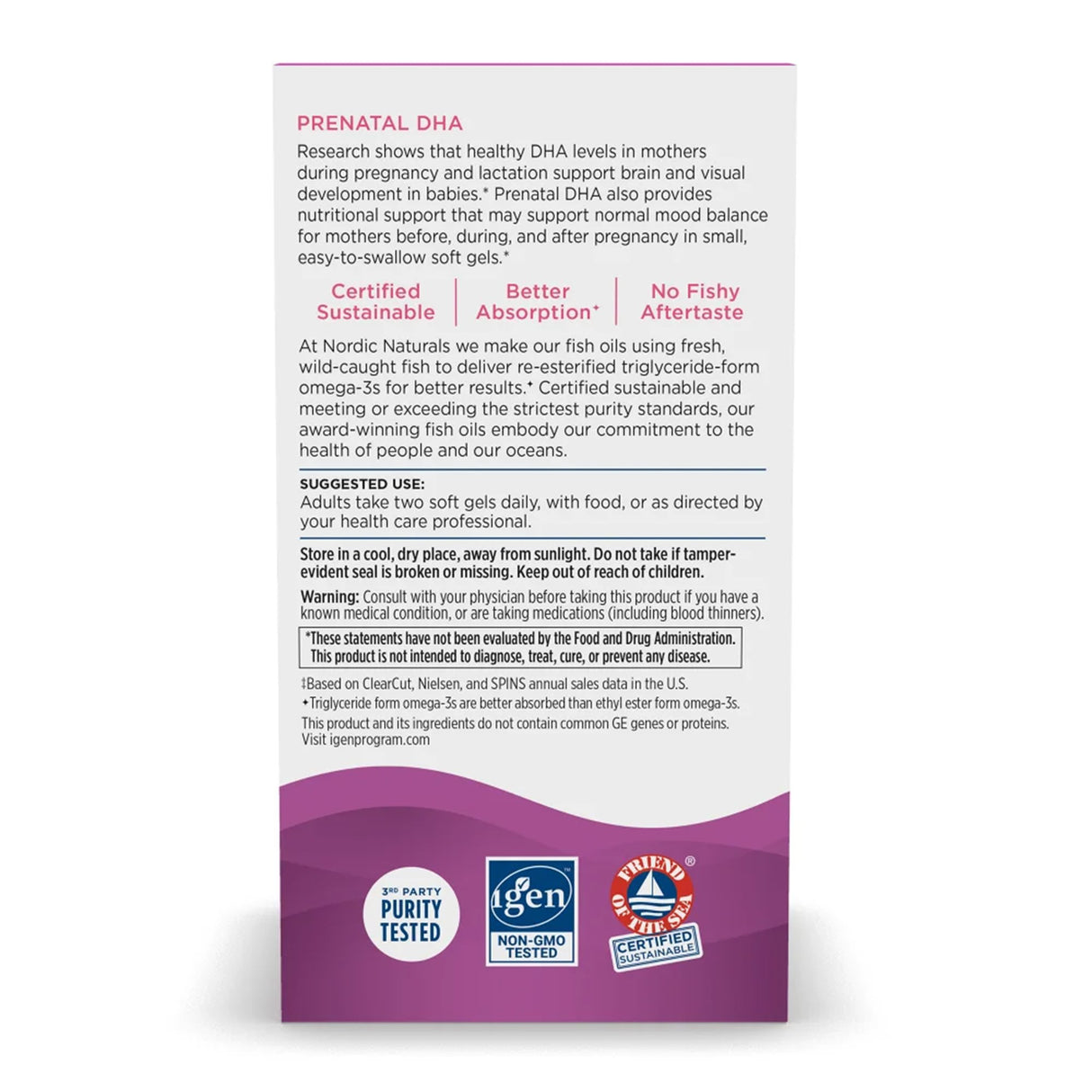 Dietary Supplement Nordic Naturals® Prenatal DHA Vitamin D3 10 mcg Strength Softgel 90 per Bottle - BeHope