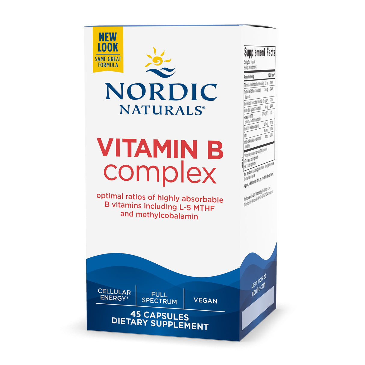 Dietary Supplement Nordic Naturals® Vitamin B Complex Vitamin B1 37 mg Strength Capsule 45 per Bottle - BeHope