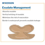 Foam Dressing McKesson 9 X 9 Inch With Border Waterproof Film Backing Silicone Gel Adhesive Elbow / Heel Sterile - BeHope