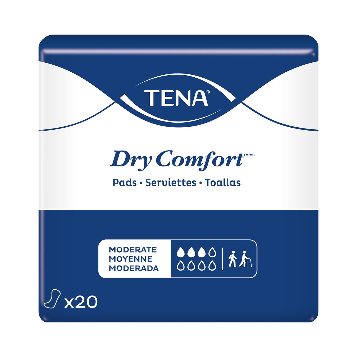 Bladder Control Pad TENA® Dry Comfort™ 11 Inch Length Moderate Absorbency Super Absorbent Core One Size Fits Most - BeHope