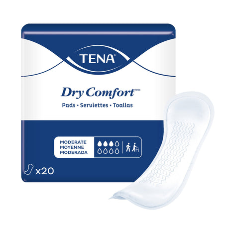 Bladder Control Pad TENA® Dry Comfort™ 11 Inch Length Moderate Absorbency Super Absorbent Core One Size Fits Most - BeHope