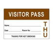 Pre-Printed Label PDC® Auxiliary Label Brown Permanent Paper Visitor Pass Thursday Name_Date_Room No_ Black Communication Label 2 X 3 Inch - BeHope