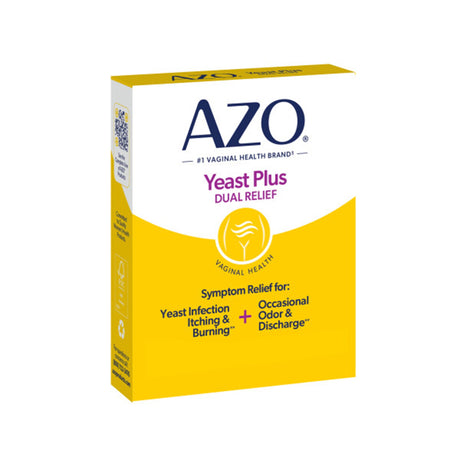 Pain Relief AZO® Yeast® Plus 30X - 30X - 12X -12X Strength Candida Albicans / Kreosotum / Natrium Muriaticum / Sulphur Tablet 60 per Box - BeHope